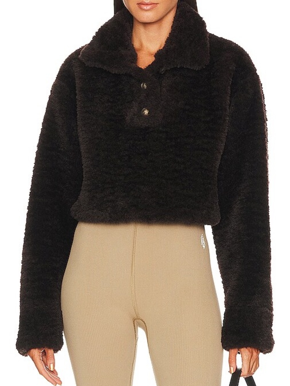 EAVES Chocolate Brown Teddy Jacket Pullover